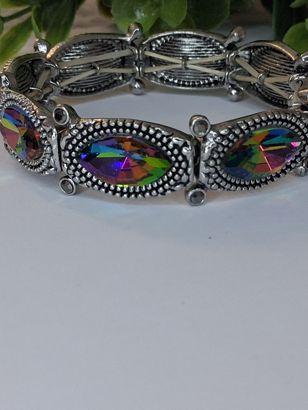 Bracelet with Multicolor Oil Spill Marquise Stones